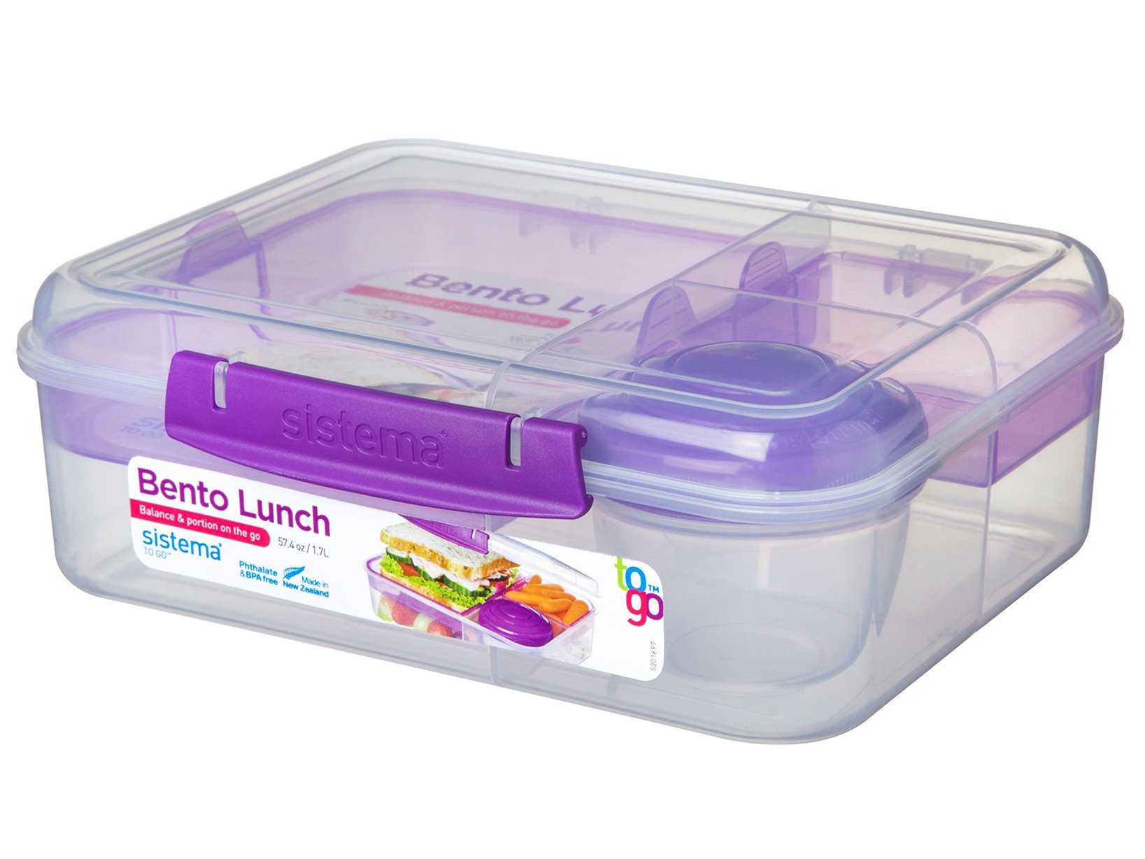 Sistema Bento Box to GO | Lunch Box with Yoghurt/Fruit Pot | 1.65 L | BPA-Free | Assorted Colours (Varies by Pack)