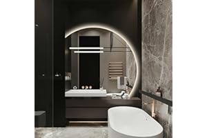 Niccy 43" Half Moon LED Mirror for Bathroom, Backlit Semi Circle Frameless Mirrors for Entryway, Irregular 1/4 Round Lighted Mirrors with Bedroom Wall Mirror, Anti-Fog, Dimmable, Makeup Mirrors