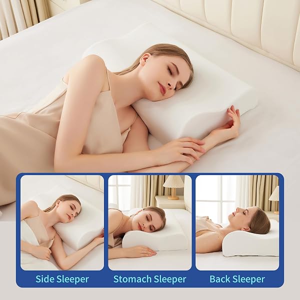 LUCKYCLOVER CERVICAL NECK PILLOW FOR SLEEPING, CONTOUR MEMORY FOAM PILLOWS FOR SLEEPING, ADJUSTABLE ERGONOMIC BED PILLOW,SUPPORT FOR SIDE BACK STOMACH SLEEPERS(WHITE)