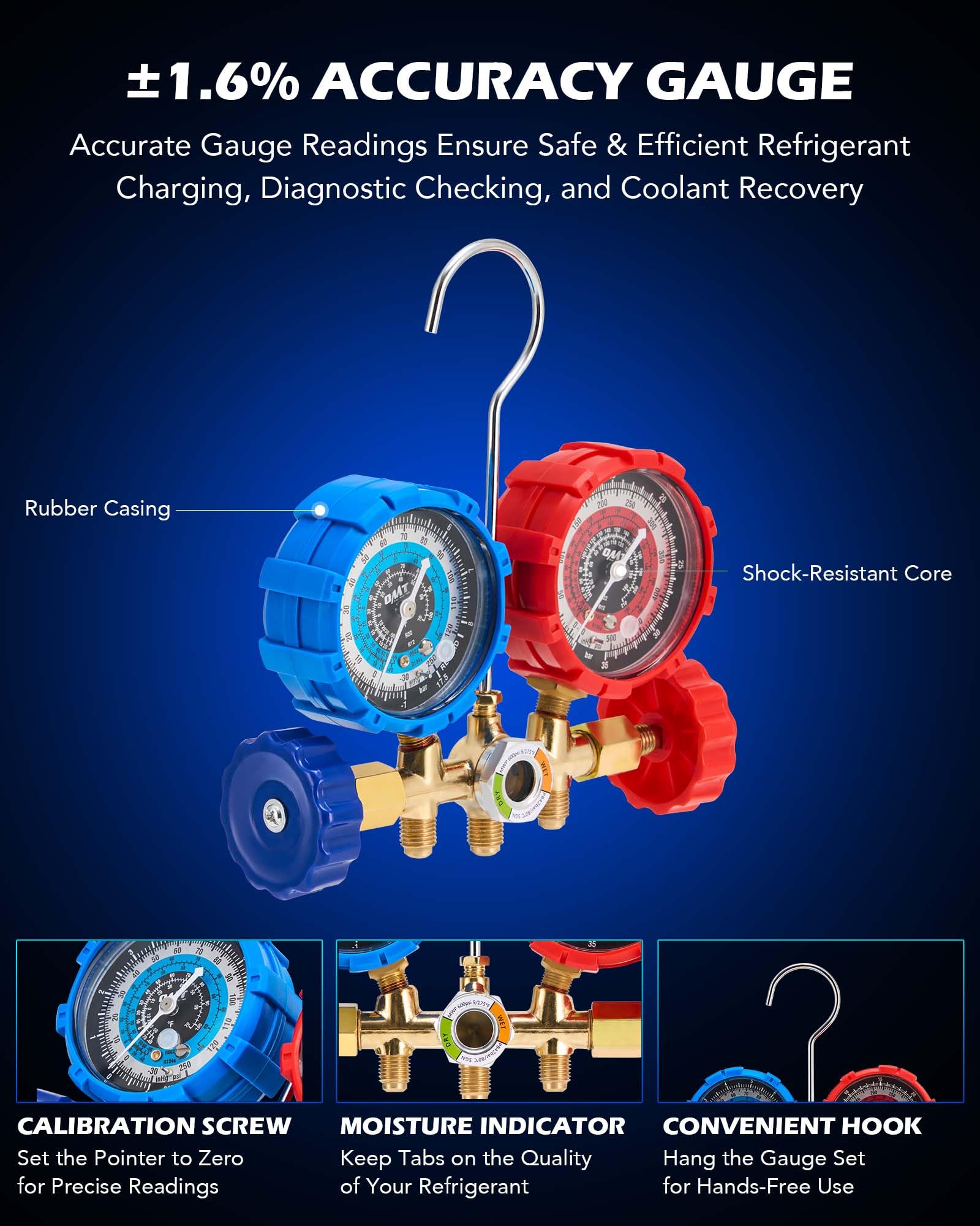 Orion Motor Tech AC Vacuum Pump And Gauge Set, 1/4 Hp 3.5 Cfm Vacuum