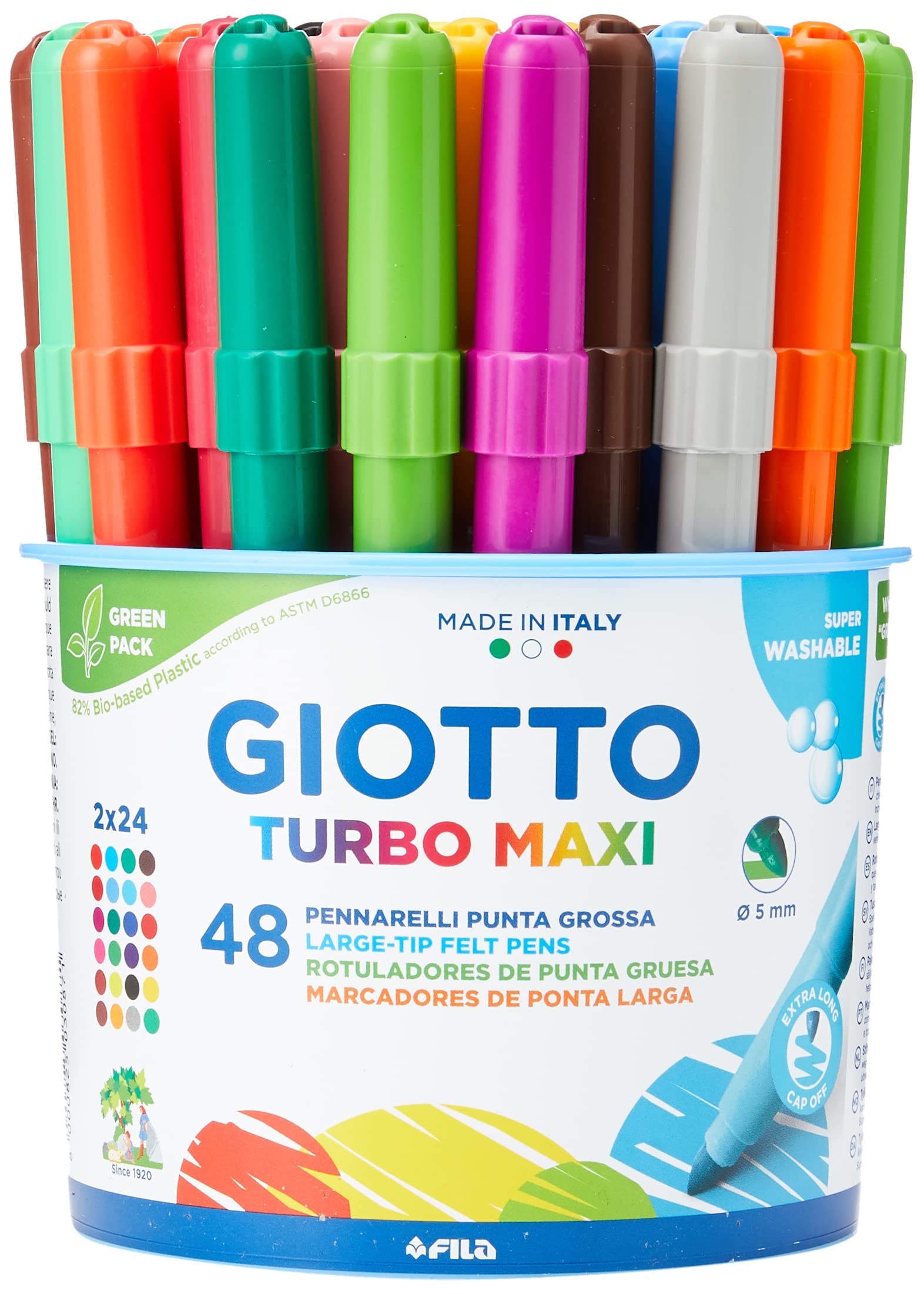 GIOTTO Turbo Maxi 48 Large Tip Markers 5mm Super Washable