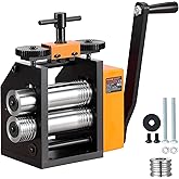 VEVOR Jewelry Press, 75mm Width, 3-in-1 Functionality, Gear Ratio 1:2, Adjustable 0.03-6.5mm Press Thickness, Ideal for Crafting Metal Jewelry Sheets, Squares, Wires, and Semicircles