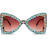 ailov Bling Bedazzled Rhinestone Sunglasses for Women Sparkly Glitter Diamond Rave Glasses Disco Accessories