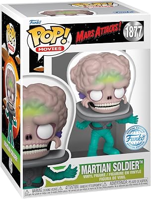 Pop! Filmes: Mars Attacks - Alien Soldier - 1/6 de Hipótese de Conseguir a Variante RARE Chase - Glow in the Dark - Filme Mars Attacks - Figura de Vinil Colecionável