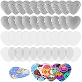 100 Pieces Heart Shaped Blank Button Maker Supplies for Button Maker Machine Heart Badge Pin Button Parts, Includes Metal Button Pin Back Cover, Metal Shell, Clear Film, Gasket, Blank Paper