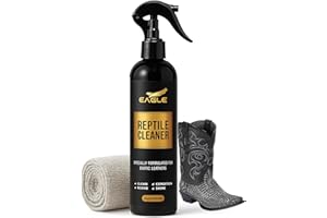 EAGLE Exotic Leather Cleaner & Conditioner Spray – Cleans, Conditions & Protects Alligator, Crocodile, Snakeskin, Lizard, Ostrich & More – 8oz with Microfiber Cloth – Boots, Shoes, Bags, Belts