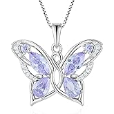 Vesitim Butterfly Necklace Sterling Silver Birthstone Jewelry for Women