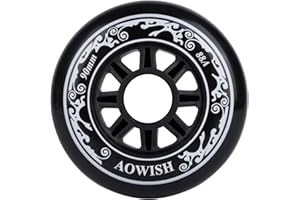 AOWISH 90mm Speed Inline Skate Wheels 90 mm Roller Blades Wheel 88A Outdoor Speed Skating Shoes Replacement Wheels, Black, Set of 4