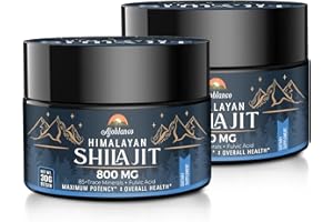 Ajoblanco 800 Mg Himalayan Shilajit Resin, Shilajit Pure Himalayan Organic, Shilajit Supplement with Purity, High Dosage & Potency for Energy, Strength & Immunity, Men & Women, 30 Grams, Pack of 2