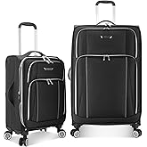 Traveler's Choice Lares Softside Expandable Luggage with Spinner Wheels, Black, 2 Piece Luggage Set