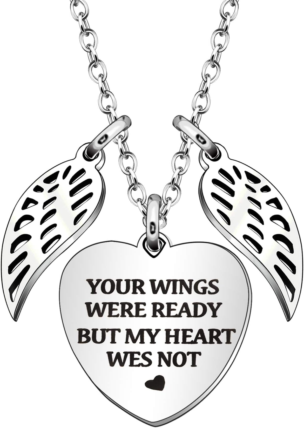 Memorial Necklace for Women Girl Jewelry in Memory of Loved One Daddy/Mommy -Your Wings were Ready My Heart was Not