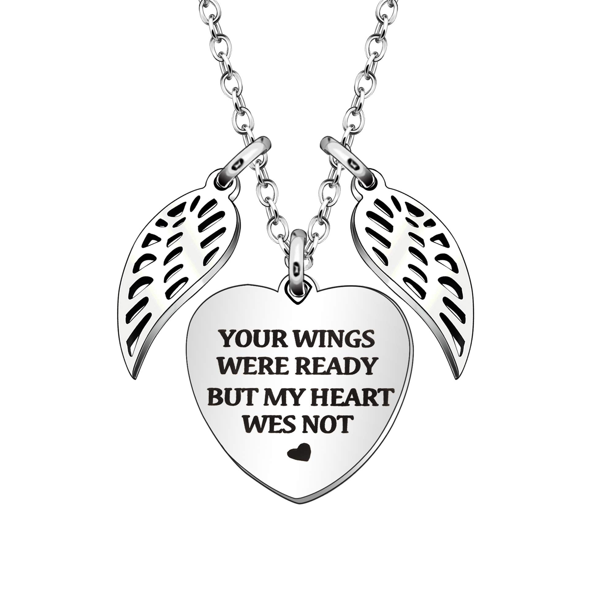 Memorial Necklace for Women Girl Jewelry in Memory of Loved One Daddy/Mommy -Your Wings were Ready My Heart was Not