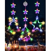 fesopial Christmas Decorations, Rechargeable Christmas Window Lights 3 Pack | Christmas Window Decorations, USB-C Rechargeable, Multicolor, 8 Flashing Modes, Timer, Christmas Lights for Indoor, Outdoor