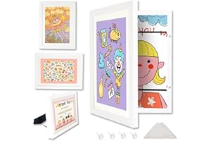 KARBRING 1-Pack Kids Artwork Frames Changeable with Stand 8.5x11 Front Opening, A4 Art Frames for Kids Art Storage, Art Picture Frame with Mat and 2 Acrylic Boards, Kids Room Decor Art Display, Holds 150Pcs