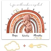 Tegeme Boho Rainbow Monthly Milestone Blanket Rainbow Newborn Boy Girl Unisex Milestone Blanket Muted Baby Monthly Picture Infant Growth Photography Background Nursery Photo Prop 40 x 50 Inch