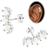 JeryWe Cartilage Earrings for Women Hypoallergenic Flat Back Earrings Surgical Steel for Sensitive Ears Flatback Stud Earring Helix Conch Tragus Daith Piercing Jewelry 16G