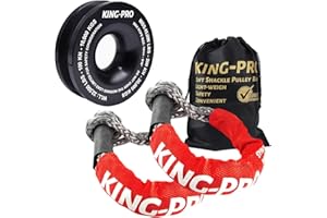 KING-PRO Recovery Ring 7/16"x20" 2PCS Soft Shackle 35,000lbs Breaking Strength with Snatch Ring 45,000lbs for Full-Size Truck Large SUVs Offroad Vehicels (2 Shackle and a Ring)