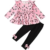 Baby Girl Clothes Toddler Girl Fall Outfits Ruffle Long Sleeve Floral Shirt Tops Winter Leggings Pants Clothing Set