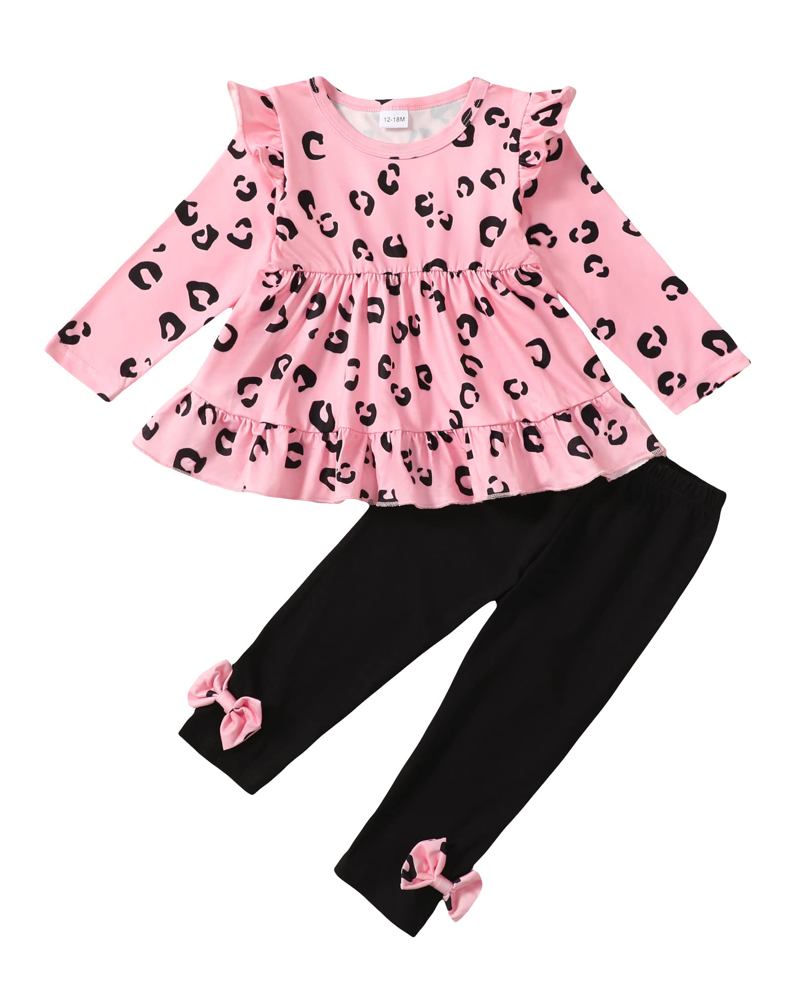 Photo 1 of Kucnuzki Girl Clothing Toddler Winter Set - 18-24 Months, Cute Pink Leopard Shirt & Pants
