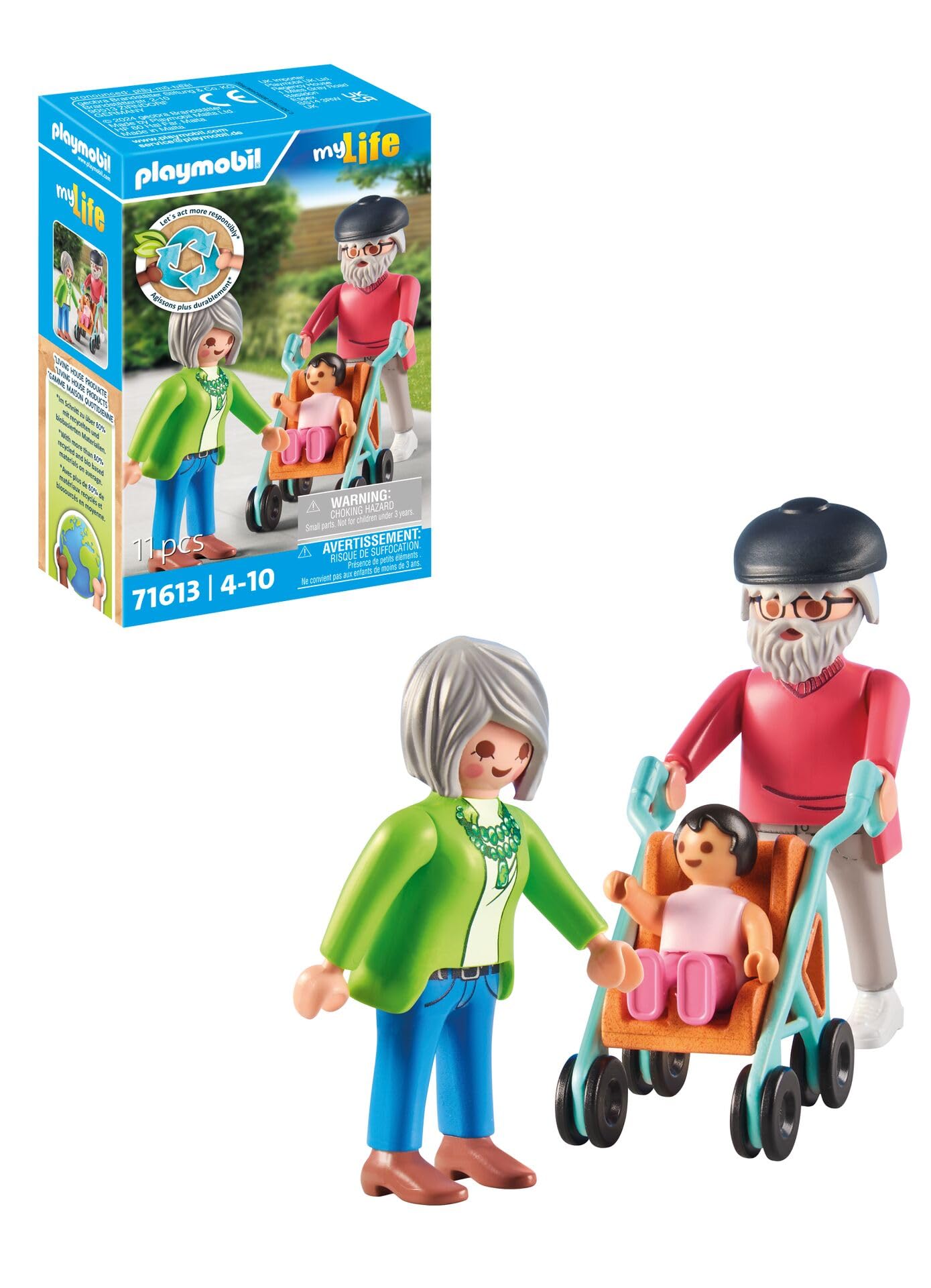 Playmobil 71613 Grandparents with Baby – Family Playset with Figures & Accessories, Imaginative Role‑Play Toy for Kids Ages 4+