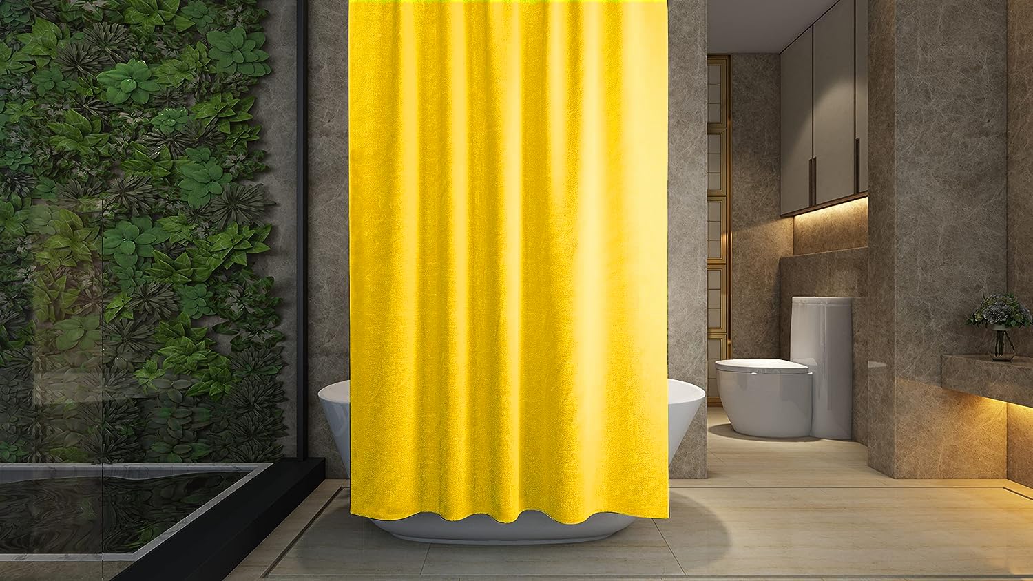 ProBytes Shower Curtain - Made of PEVA, Water Repellent, Mildew Resistant, 180x180cm, 71x71inch, Rail Hooks,Feather Light, Ultra-Thin, Wet Rooms, Shower, Bath, Plain, Vibrant Colours (Blonde Yellow)