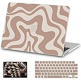AKIT Compatible with MacBook Air 13 inch Case 2026 2025 2024-2022 M4 M3 M2 A3240 A3113 A2681, Pattern Hard Shell Laptop Case+Screen Protector+Keyboard Cover for MacBook Air 13.6 inch 2025, Brown Wave