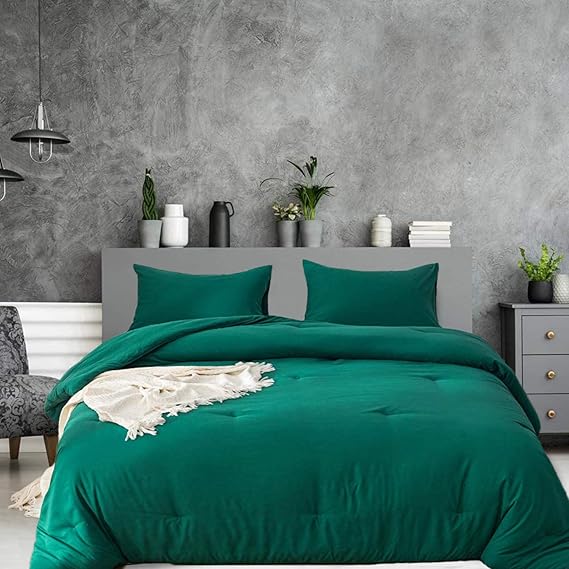 Jumeey Emerald Green Comforter Set Queen Dark Green