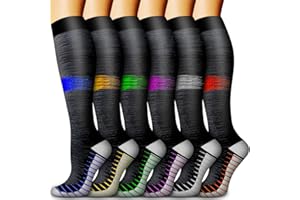 Bluemaple 6 Pack Copper Compression Socks for Women and Men Circulation-Best Support for Medical, Running,Nursing,Athletic