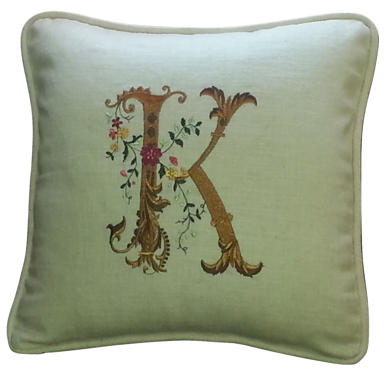Amazon Com Reversible Fancy Monogrammed 16 X 16 Antique White