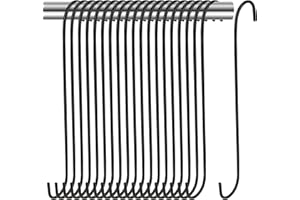 SENJEOK 20 Pack 12 Inch Large Black S Hooks, 30cm Long Metal S Shaped Hooks for Hanging