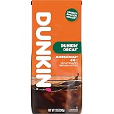 Dunkin' Donuts&reg; Ground Coffee, Medium Roast, Decaf, 12 Oz Per Bag