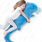 Tianmihou 48 inch Giant Axolotl Plush Huge Stuffed Animal, Big Blue Axolotl Glow in The Dark Fluorescent Plushies, Jumbo Salamander Body Pillow Gifts for Kids Adults, Birthday, Valentine's