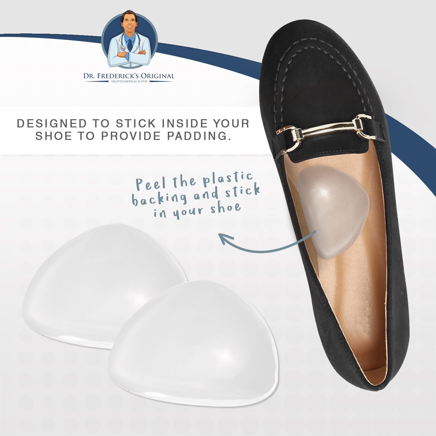 Dr. Frederick's Original Peel & Stick Foot Arch Support Gel Pads - 6 Pieces - High Arch Cushions - Relieves Pain from PES Cavus: Health & Personal Care