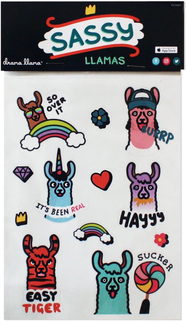 Drama Llama Sassy vs. Sweet - 2 Sided Sticker Pack | Planner Stickers | Rainbow Laptop Stickers | Unicorn Stickers | Cupcake Decal | Emoji Stickers| Donut Sticker | Hillbilly Sticker | Animal Stickers