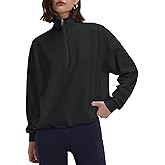PrettyGuide Women's Lightweight Quarter Zip Oversized Sweatshirts Long Sleeve Fleece Pullover