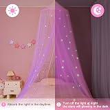 MHJY Bed Canopy for Girls Room with LED Lights Mosquito Net DIY Princess Decor view 3