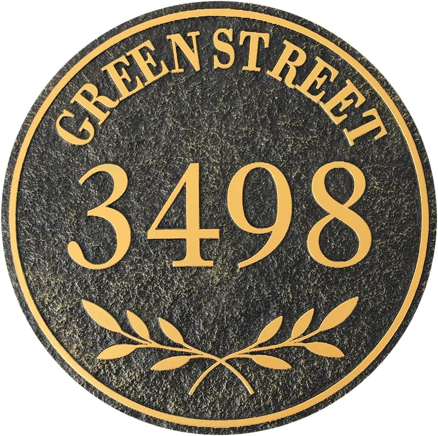 Plaques & Wall Art - Address Plaque Metal - (11''x 11'')Personalized Address Sign,House Number Sign Plaque,House Address Numbers for Outside House,Apartment,Store,Garage,Drive Way,Street Outdoor,Display Your Address & Numbers Decorative Round