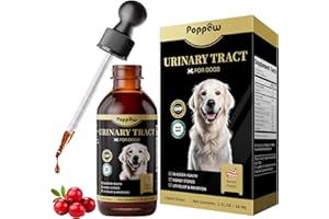 POPPAW Dog UTI Treatment & Urinary Tract Support – Natural Herbal Drops with High Cranberry Extract, Vitamin B6 for Urine pH Balance, Bladder & Kidney Function, Split Dropper, Bacon Flavor, 2Oz