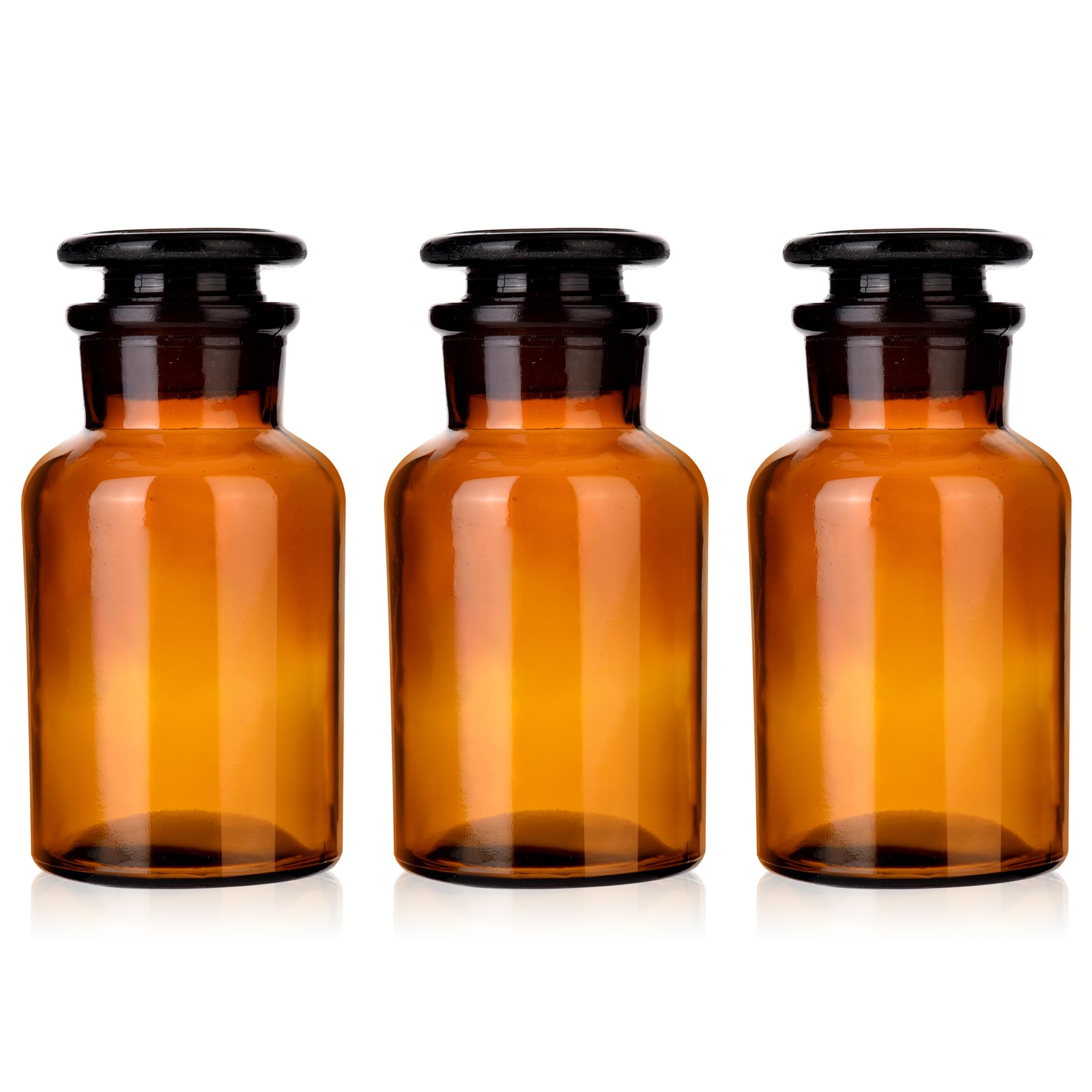 Photo 1 of Kestun Lab Glass Reagent Bottle,Wide Mouth Glass Storage Bottle with Ground Stopper,Decorative Bottles/Vase (Amber, 3 * 125ML)