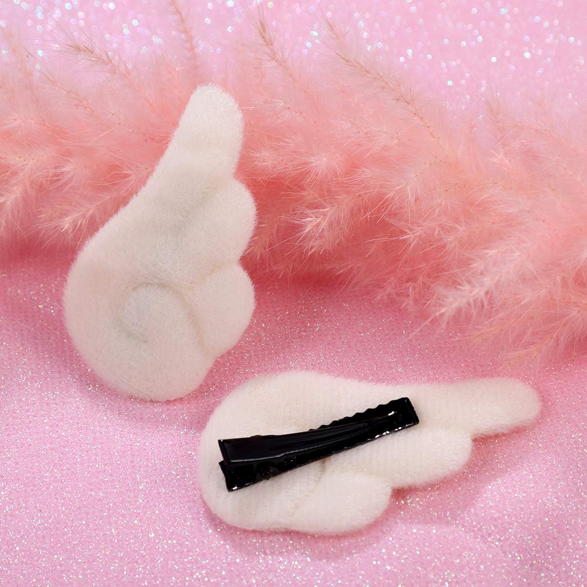 FRCOLOR Angel Wings Hair Clips Cartoon Hairpins Plush Hair Barrettes Hair Accessories for Women Girls (White) - Image 4