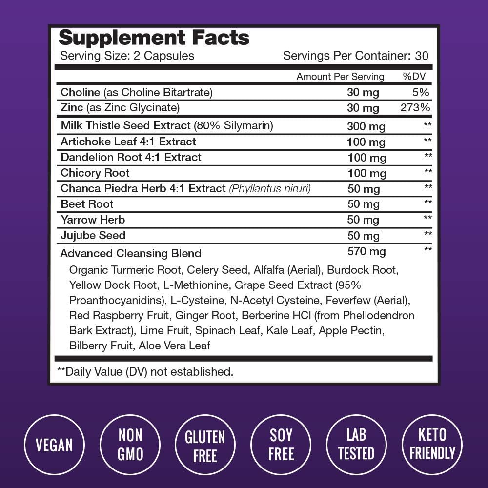 Liver Cleanse Detox & Repair Formula - 25+ Herbs: Milk Thistle Extract with Silymarin, Artichoke, Dandelion, Chicory Root Powder & More! - Premium Liver Support Pills Supplement - 60 Capsules: Health & Personal Care