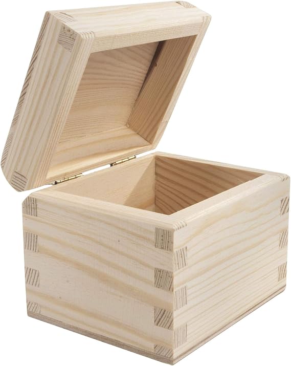 Small Rectangular Wooden Box with Curved Lid 9.5 x 8 x 8 cm