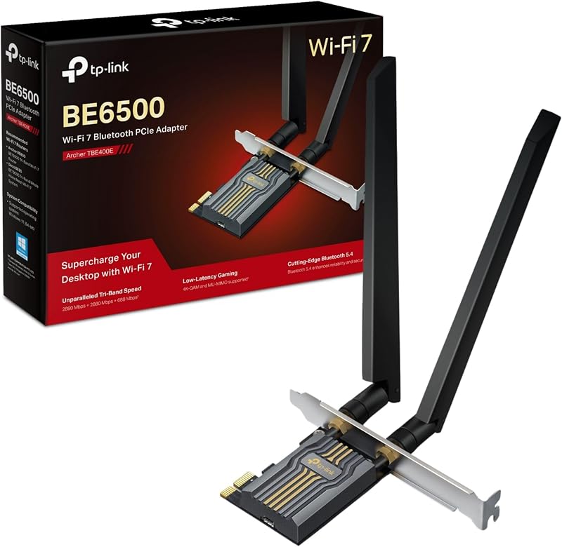 TP-Link Archer TBE400E BE6500 PCIe WiFi 7 Card 2882 Mbps Dual Band USB?