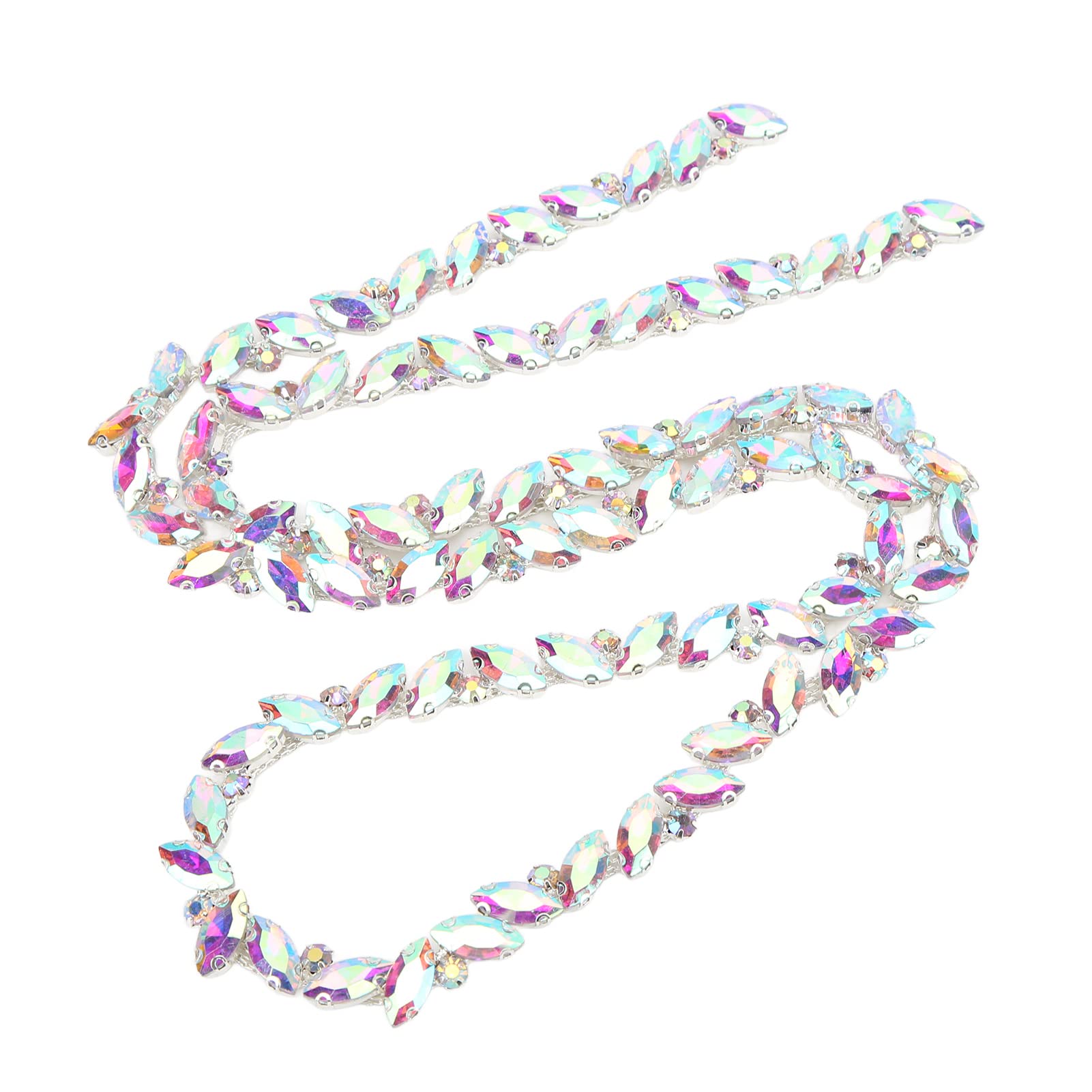 1 Yard Rhinestone Chain, AB Crystal Rhinestone Applique Beaded Chain Patch Sewing Trim Fringe Embellishment for Clothing Shoes Jewelry Accessories(AB Color)