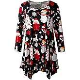 LARACE Plus Size Tops for Women 3/4 Sleeve Shirts Tunic Tops Loose Fit Basic Lady Clothes