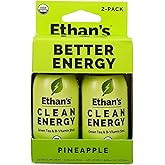 Ethan's Organic Clean Energy Shots Pineapple, Sugar Free Natural Pre-Workout Focus Boost, Gluten Free, Vegan, B6 & B12 Vitamin C with Green Tea Extract and Guayusa (2 Pack of 2oz Shots)