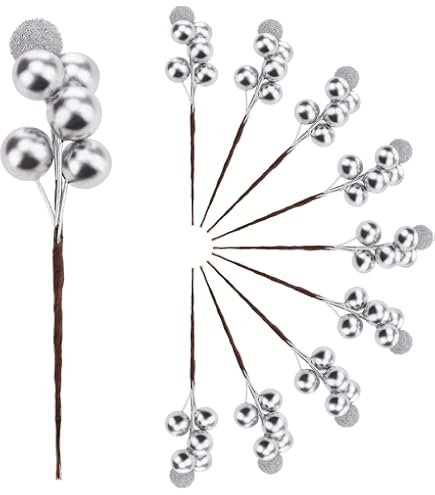 M METERXITY 6-Pack Artificial Holly Berries – 9.8 Inch Faux Frosted Blueberry Stems For Christmas & Home Decor - View #8