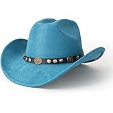 Gossifan Western Cowboy Hat for Men Women Wide Brim Suede Cattleman Cowgril Hats