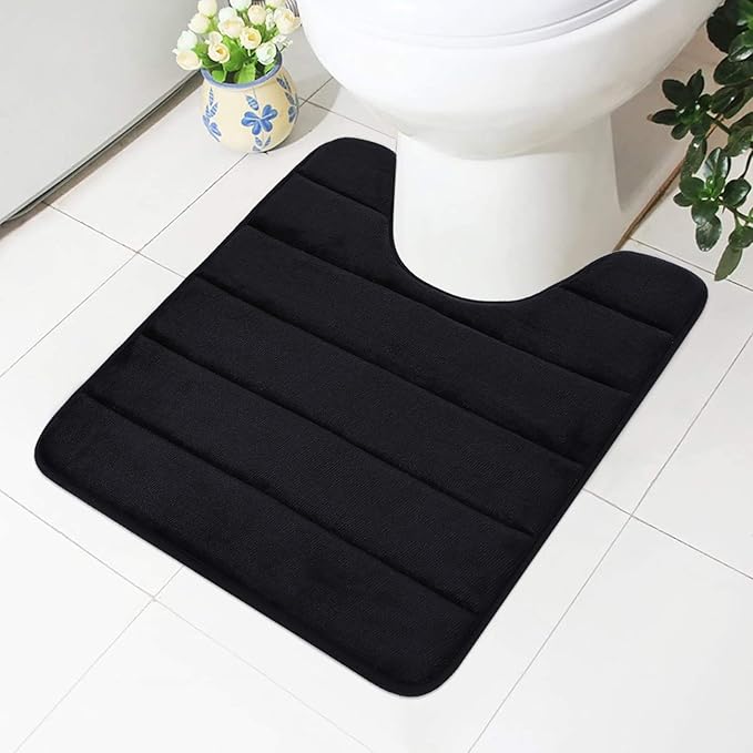 Olanly Memory Foam Contour Toilet Bath Rug, UShaped Non Slip Absorbent