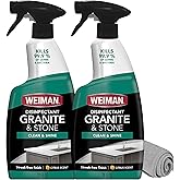 Weiman Disinfectant Granite &amp; Stone Daily Clean &amp; Shine, 2 Pack with Towel | Kills 99.9% of Germs &amp; Bacteria, Clean, Shines, Disinfects Granite, Marble, Limestone, Tile, Slate, Streak-Free, Citrus Scent
